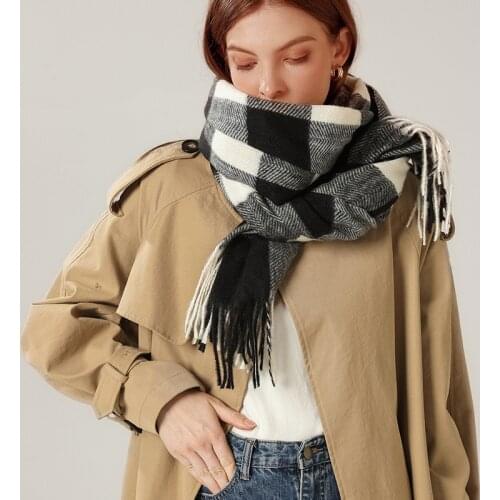 Autumn And Winter New Large Grid Scarf Of The Women Classic Imitation Cashmere Shawl Two-Use Warm Scarf women