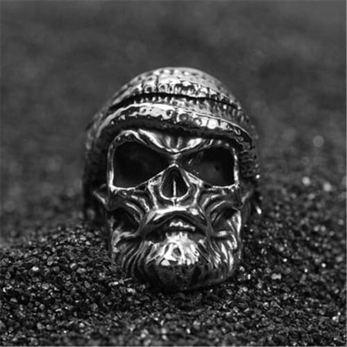 SECRET BOYS High Quality Vintage Stainless Steel Gothic Viking Skull Ring Mens Jewelry Antique Gothic Mens Punk Biker Ring