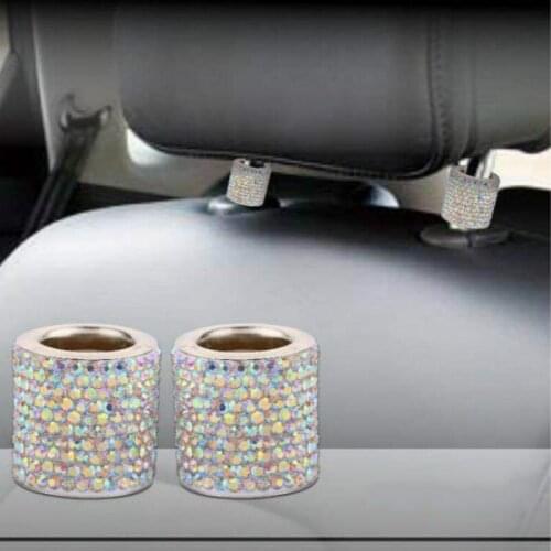 Crystal Rhinestone Car Seat Headrest Ring Collar Decor Charms Diamond Bling Interior Decor Accessories Universal for Women Girls