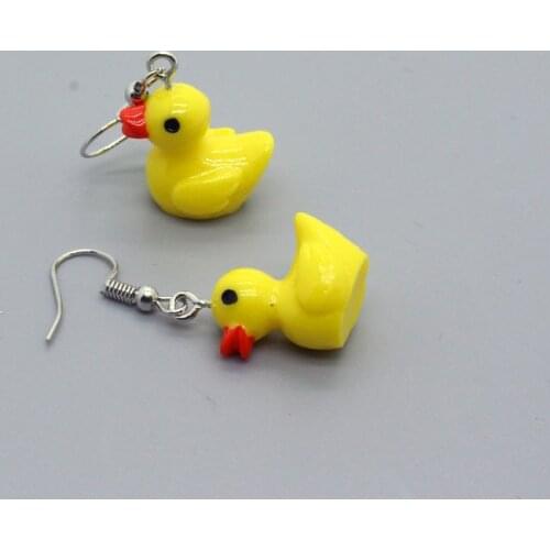 1 Pair Cute Resin Duck Drop Earrings For Women Gift Jewelry Fashion Unique Creative Simple Yellow Duck Animal Pendant Earrings