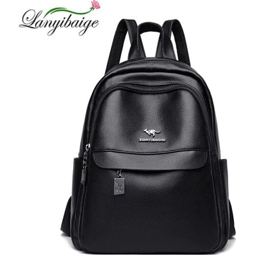 Fashion Mochila Multifunctional BagSolid Color Large Capacity Womens Backpack Retro Simple Ladies Backpack Travel School Bags