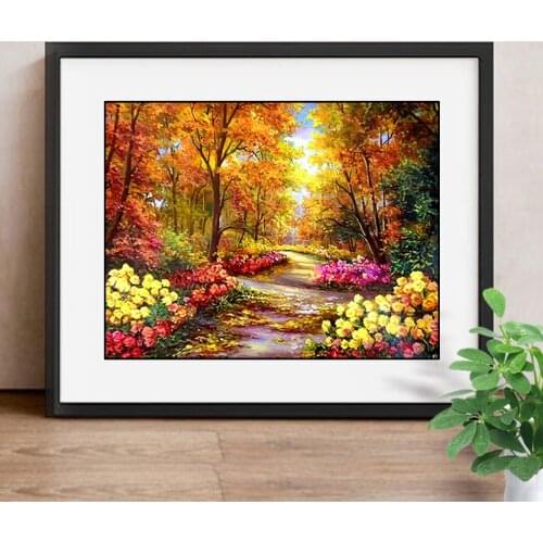 Diy Diamond Painting Kit 3D Cross Stitch Full Square Diamond Embroidery Autumn Scenic Diamond Mosaic Crafts