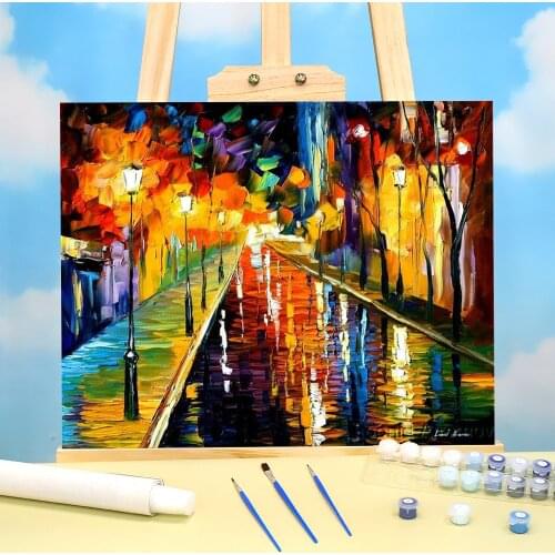 Midnight Reflection Coloring By Numbers Painting Set Acrylic Paints 50*70 Canvas Painting Decoration For Children Wholesale