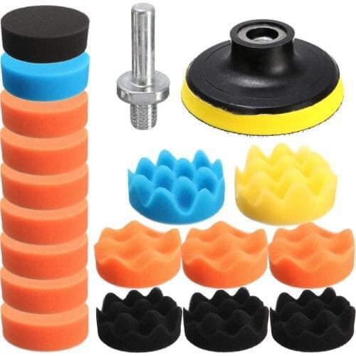WENXING 19Pcs 3" 80mm Color Buffing Sponge Polishing Pad Kit Set For Car Polisher Buffer