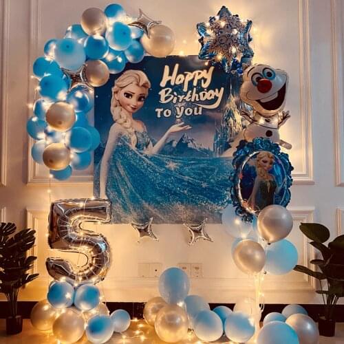 85pcs/lot Frozen Balloons Set Princess Elsa Snow Queen Foil Latex Wedding Birthday Balloon Birthday Party Decor Kids Baby Shower