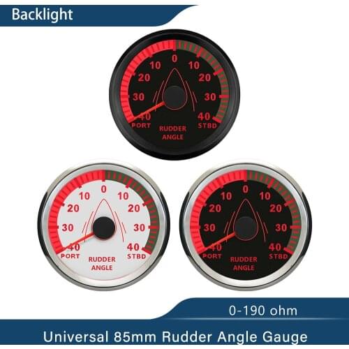 85mm Marine Rudder Angle Indicator Gauge Meter 0-190ohm with Mating Sensor with Red Backlight 12V 24V