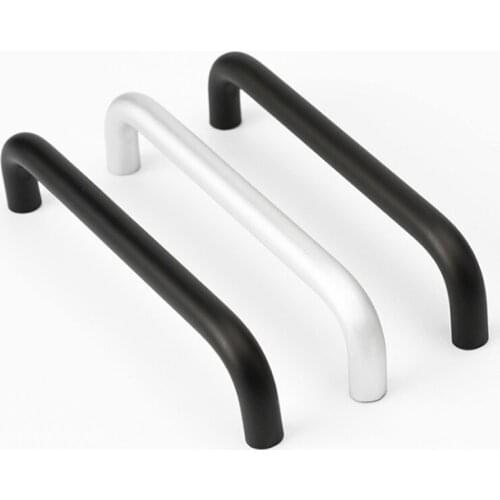 Solid Long Cabinet Handles Aluminum Alloy Black Silver Simple Furniture Kitchen Bathroom Hardware Handle Door Pulls