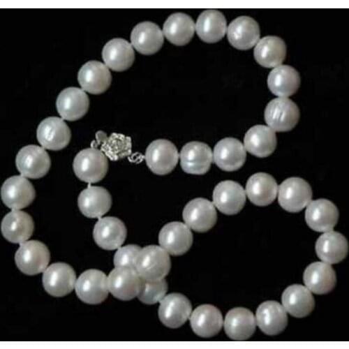 Hot Real Fresh water 8-9mm White Pearl Necklace 18"