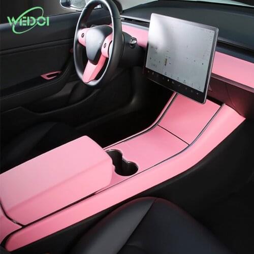 Car Center Console Panel For Tesla Model 3 Dashboard Steering Wheel Armrest Box Cover Full Set Pink Accessories For Tesla