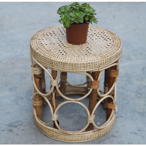 Natural Hand-woven Rattan Plant Flower Stand Durable Decorative Shelf Holder For Gardening Interior Decoration
