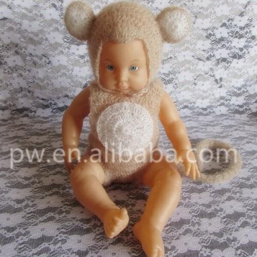 Baby Mohair Monkey Hat and Pant Animal Romper Set Baby Photography Props