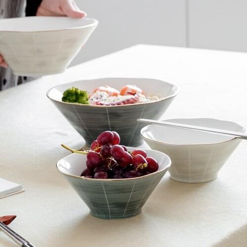 Nordic Luxury Noodle Bowl Household Creative Soup Bowl Ceramic Phnom Penh Tableware Hat Salad Bowl Noodle Bowl