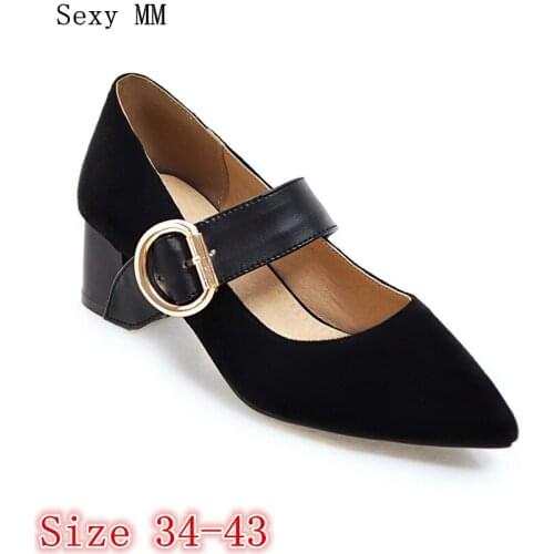 Low High Heels Ladies High Heel Shoes Women Pumps Stiletto Woman Party Wedding Shoes Kitten Heels Plus Size 34 - 40 41 42 43
