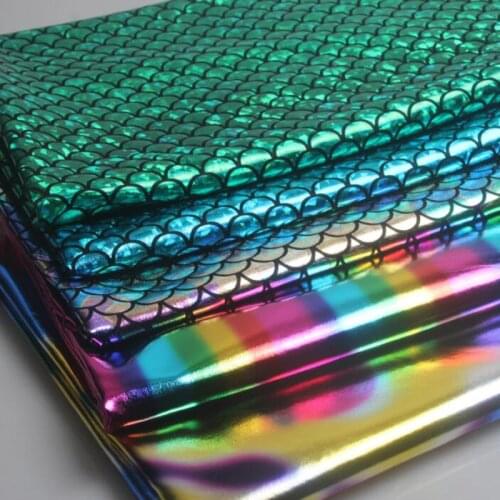 Stage Cosplay Stretchy Lasering Scale Fabric Lycra Elastic Bronzing Wedding DIY Dress 150*50cm