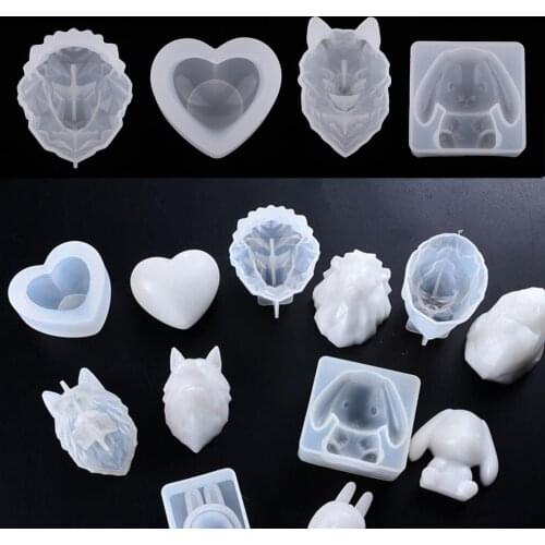 Heart/Rabbit/Wolf Head/Lion DIY Silicone Mold Resin Casting Craft Mould Tools