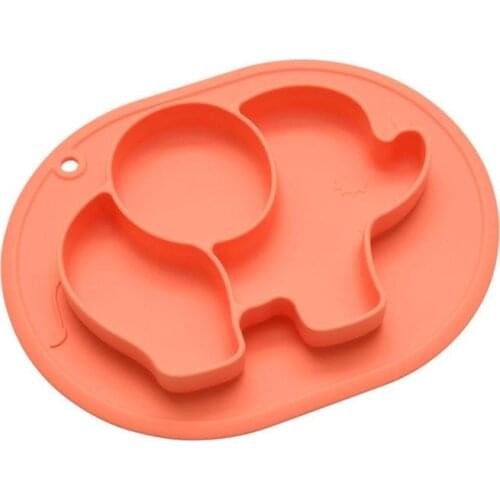 Silicone Grid Plate One-piece Strong Suction Childrens Plate Mat Infants and Toddlers Learn to Eat Plate
