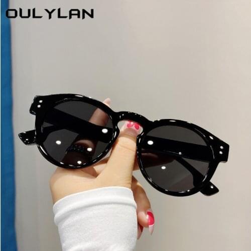 Oulylan Vintage Round Sunglasses Women 2021 Classic Brand Designer Big Frame Men Shades for Ladies Yellow Eyewear UV400