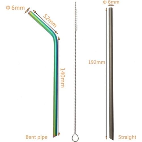 Titanium straws with 1 cleaner brush Outdoor Tablewares titanium bend straw kitchen Outdoor camping drinking straws