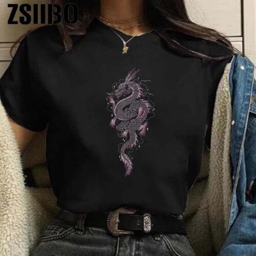Streetwear tops womens T-shirt ulzzang Harajuku vintage Chinese dragon print T-shirt summer new Oversized t-shirt anime y2k