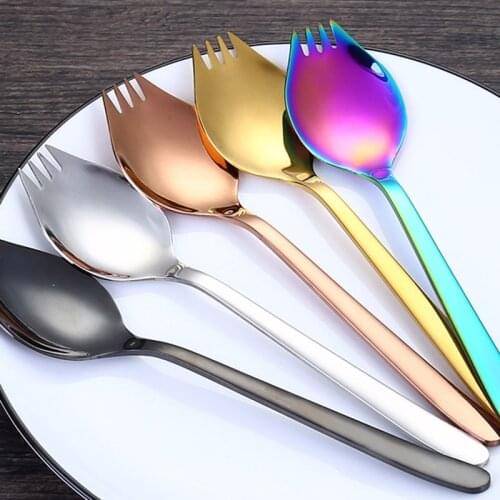 Stainless Steel Western Food Multifunction Fork Spoon Convenient Noodles Dessert Surface Spear Salad Food Spoon