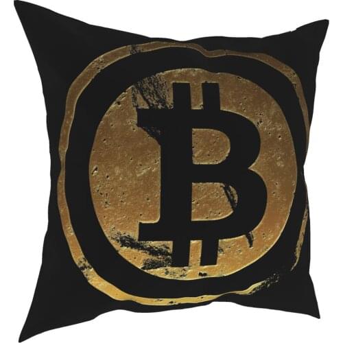 Vintage Bitcoin Logo Pillowcase Home Decor Crypto Currency BTC Cushions Throw Pillow for Living Room Double-sided Printing