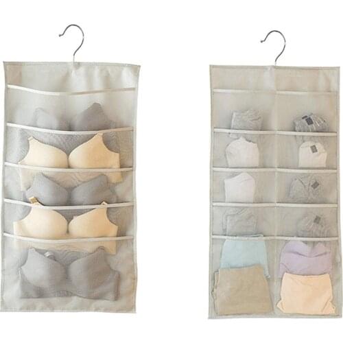 Fiber Doubl-Sided Underwear Hanging Organize Bag Space Saver for Hanging Scarves Pantyhose Underwear and Socks