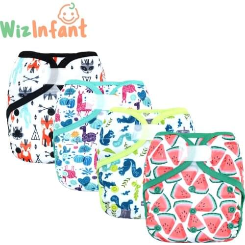 WizInfant Eco-friendly Cloth Diaper Cover Baby Washable Hook&Loop Waterproof Baby Nappies Reusable Adjustable Pocket Diaper