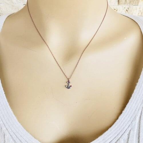 Anchor 925 Sterling Silver Necklace Women Girls Gift Jewelry Accessories Fashion Handmade Elegant Chain