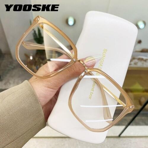 YOOSKE Women Metal Glasses Womens Square Eyewears Frame Men Oversized Eyeglasses Optical Spectacles Frames