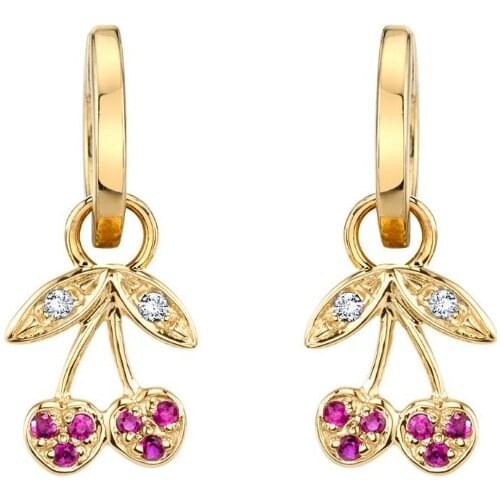 WOMEN girl fashion jewelry gold silver color cherry Fruit design dangle drop sweet charm earring