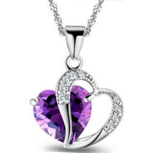 Luxury Ladies Necklace Hot Necklace 6 Colors Top Class Lady Fashion Heart Pendant Necklace Crystal Jewelry Girls Women Jewelry