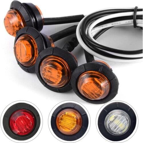 10 Pcs 12V Universal Amber Side Marker Indicator LED Bullet Light Truck Trailer Lorry Taillight Sealed LED Marker Clearance Lamp