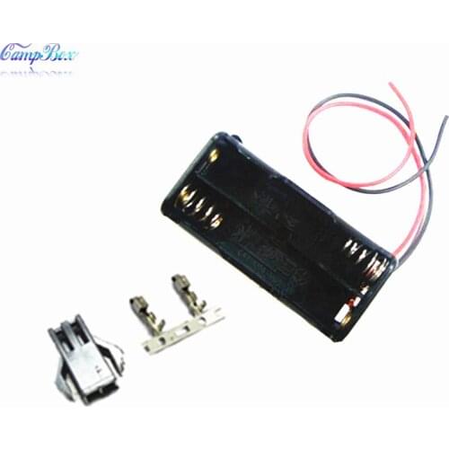 100Pcs 2xAAA Battery Case Holder Socket Wire Junction Boxes With 15cm Wires, SM 2.54 Header and Crimps