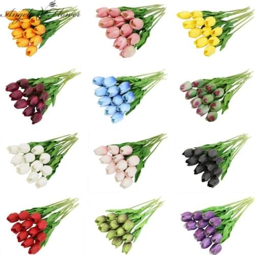 11PCS PU Tulip Branch Artificial Flower Real Touch Flower Bouquet Decor For Home Table Wedding Party Display Photo Props Gifts