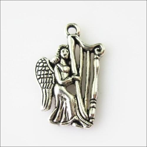 16 New Harp Angel Wings Tibetan Silver Tone Charms Pendants 15x23.5mm