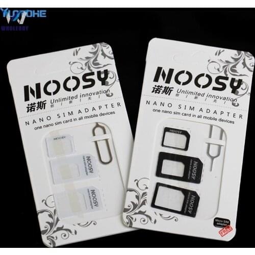 300sets/lot Noosy 4 In 1 Nano SIM Card To Micro SIM Nano Micro To Mini Sim Adapter for Iphone Samsung Sim Card Adapter