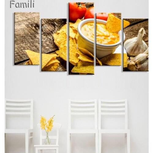 5Piece Wall Art Painting Pizza Food Prints On Canvas The Picture Food Pictures Oil For Home Modern Decoration Print Decor