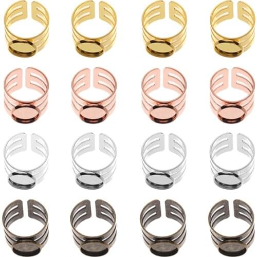 5pcs New Adjustable Ring Base Blank Rings Trays Settings Cooper Material 12mm Glass Cabochon Bezels for DIY Jewelry Making