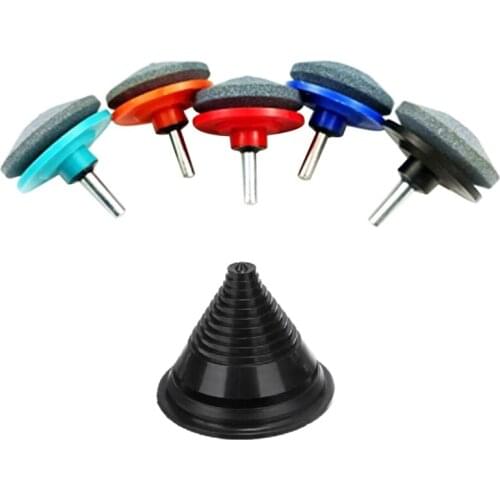 6Pcs Universal Multi-Sharp Rotary Layer Lawn Mower Sharpener for Power Drill Hand Drill and Lawn Mower Blade Balancer