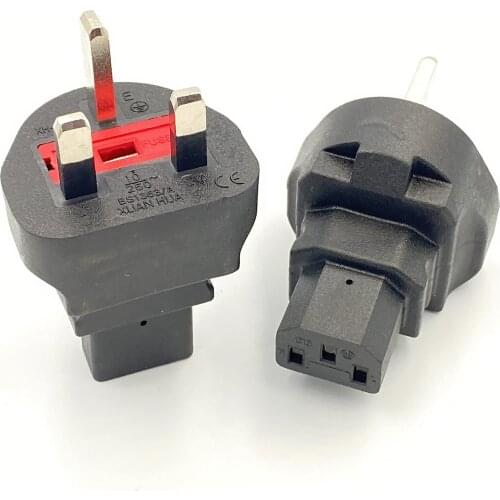 UK TO IEC320 C13 Power adapter,United Kingdom Singapore Male To C13 female AC plug,EU 2 pin to PDU/UPS conversion plug