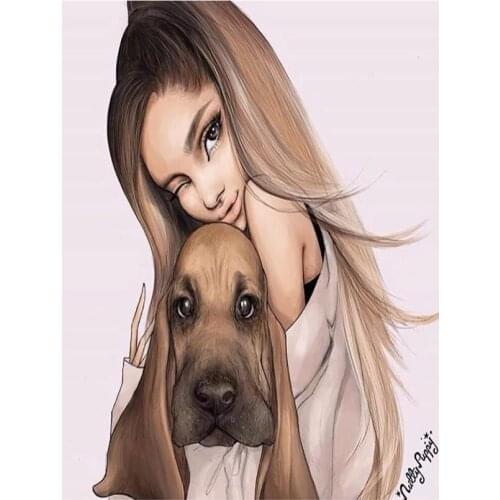 Ariana Grande&Dog DIY Diamond Embroidery 5d Full Square Diamond Painting,Cross Stitch,Round,3d Pictures Mosaic XN1294