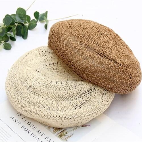 Korean Version Spring Summer Breathable Beret Hat Female Ins Wind Beret Wild British Beret Hat Hollow Painter Hat Wholesale