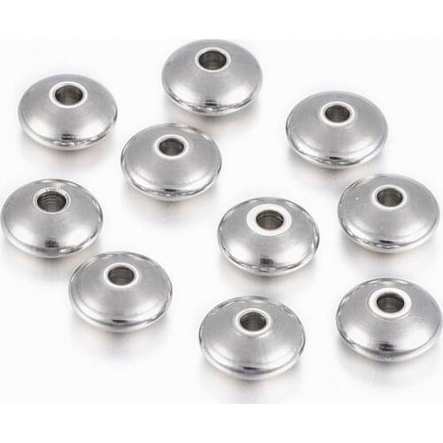 50pcs 8mm Stainless Steel Charm Spacer Beads Wheel Flat Round Loose Beads For Bracelet DIY Jewelry Making Supplies Accessories