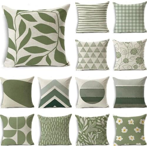WZH Green pattern Decorative Cushion Cover Floral Pillow Case For Car Sofa Decor Pillowcase Home Pillows 45cm x 45cm
