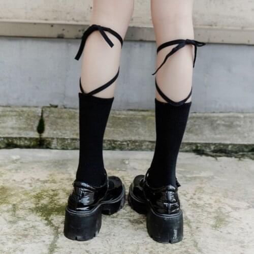 Stockings Bandage Japanese Lolita Socks Long Knee Socks Korea Style Women White Cotton Socks Cosplay JK Socks Cute