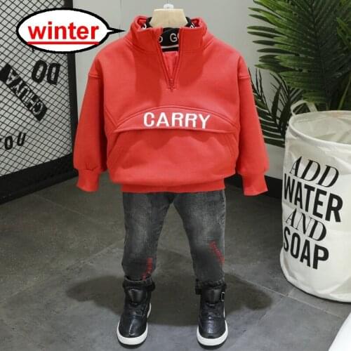 Baby Boys Clothes Sets Kids Thickening Sweater+ Striped T-Shirt + Thick Jeans 3pcs Outfits Autumn Winter Children Suits 2-6Year