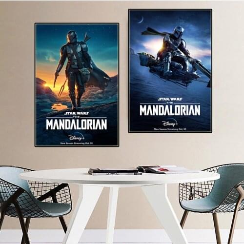 Disney The Mandalorian Anime Canvas Paintings Movie Popular Poster Retro Art Wall Decor Print Picture for Kids Living Room Home