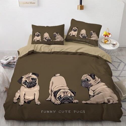 3D Luxury Brown Bedding Set Duvet Cover Set Comforter Twin King Queen Double Single Size Dog Cartoon Design Custom Bedclothes