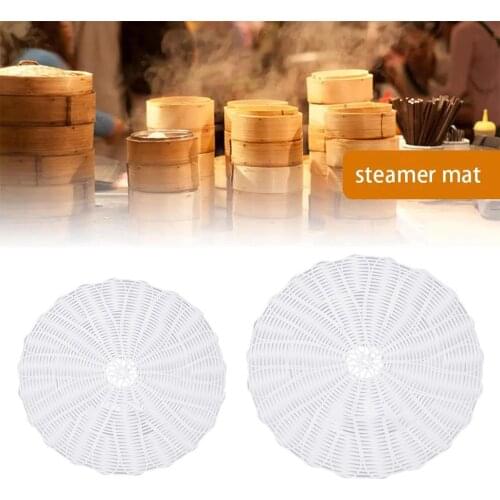 Round Rattan Woven Non-Stick Stuffed Bun Steamer Mat Dim Sum Tool Kitchen Cooking Dumplings Steam Mat Baking Liner