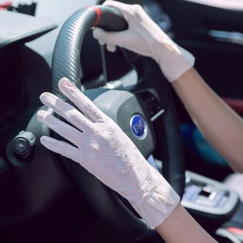Summer Sexy Lace Women Sunscreen Touch Screen Heart Shape Cartoon Gloves Ice Silk Thin Breathable Mesh Anti-UV Skid Driving